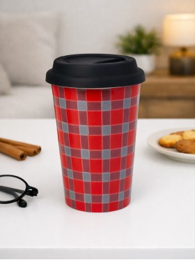 Plaid Fine Porcelain Coffee Mug With Gift Box